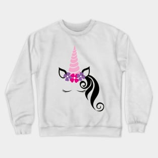 sweet cute unicorn with flowers Crewneck Sweatshirt